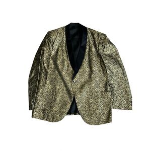 Vintage 1950s Dinner Smoking One Button Jacket Green Black Shawl Collar Size 44